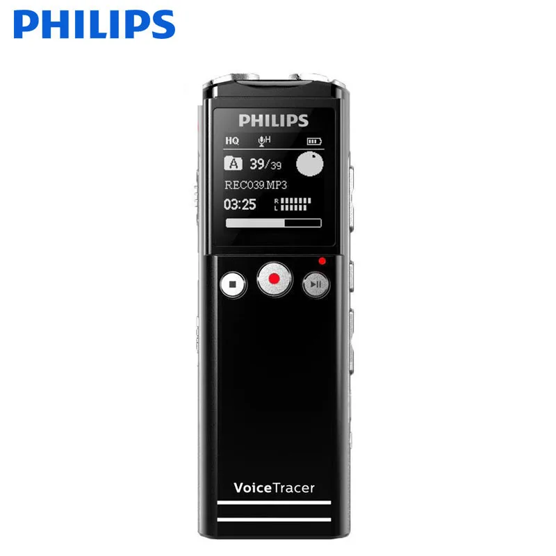 Цифровой диктофон Philips с сухой батареей AAA, Дальняя дистанция 40 м, с беспроводным микрофоном, Голосовая активация, детафон - Цвет: Черный