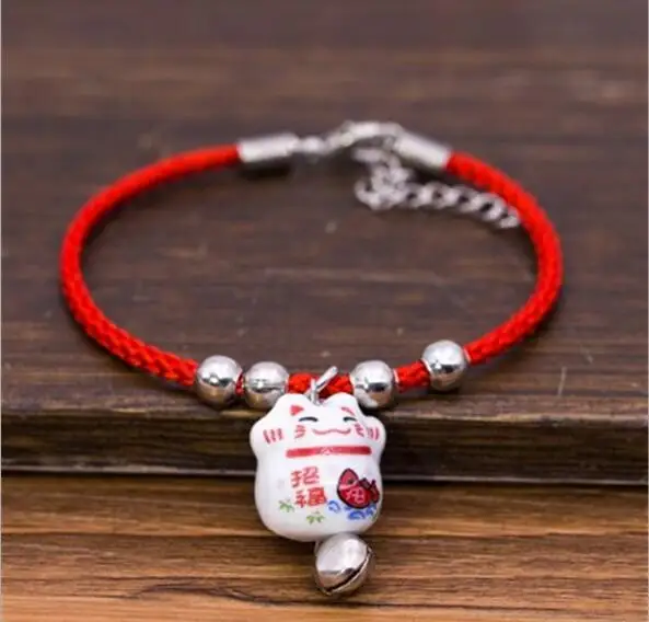 Новая мода красная веревочная цепь милый кот браслет и браслеты для девочек ювелирные изделия лучший подарок приносящий удачу дружба прекрасный кот браслет