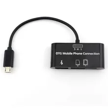 2 шт. черный телефон адаптер аксессуар 3 в 1 OTG разъем адаптера USB порт концентратор комплект подключения для большинства мобильных телефонов