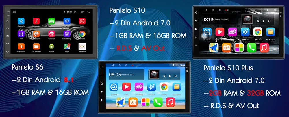 Discount Panlelo 2 Din Android 8.1Car Radio 7" 1080P Quad Core 2din Android Head Unit GPS Audio Car Multimedia Player for Chevrolet Cruze 19