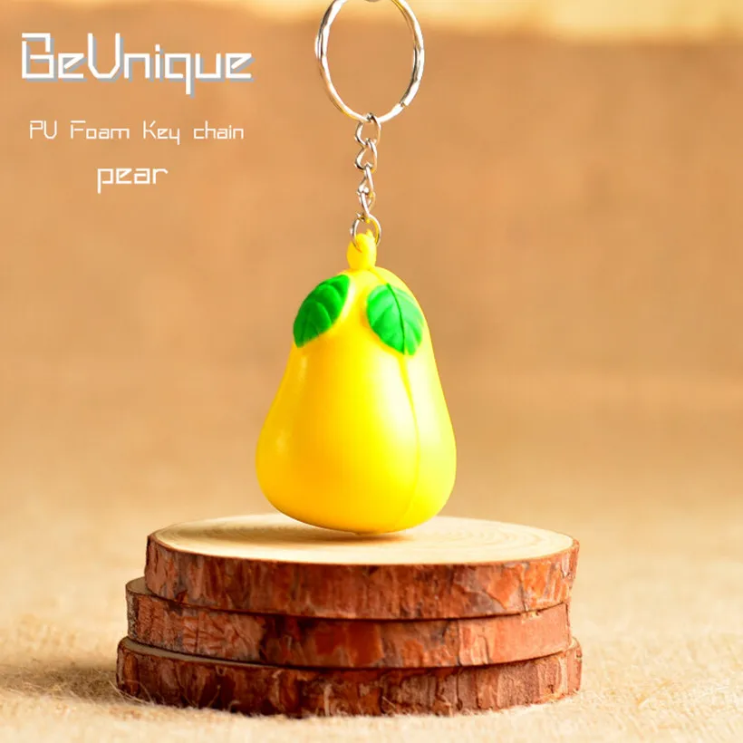 Squishy soft fruit keychain soft pu foam mini pear key ring pendant Squishy soft fruit keychain soft pu foam mini pear key ring pendant