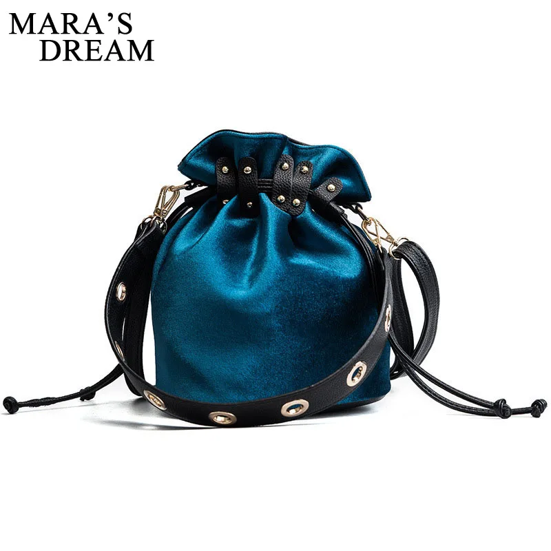 

Mara's Dream 2018 Drawstring Velvet Bucket Bag Pearl Cross Body Bag Women Chain Handbags Small Corduroy Shopper Shoulder Handbag