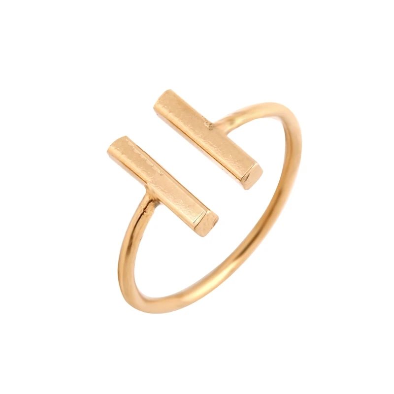 

Simple Designed Double Bar Open Ring for Women Punk Geometric Adjustable Ring Engagement Ring Anillos