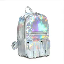 Hotselling DICOOL Holograma Holográfica Láser Color Plata Mochila de Estudiante De La Escuela de Las Mujeres Bolso de La Manera 2017