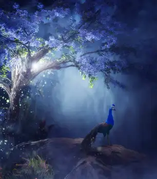 

TR Cartoon Forest Backdrop Beautiful Peacock Fairly Tale Kid's Background For Photo Studio Real Backgrounds Wedding Backdrop