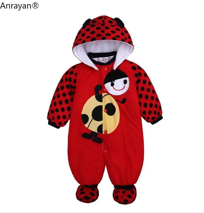 

2019 NEW Autumn Winter Baby Girls Boys Rompers Cartoon Cute Thick Warm Hooded Jumpsuits Newborn Clothes Infant Clothing