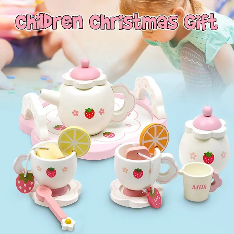 

Learning & Education Wooden Cooking set toy For Christmas gift Children's Tea Party Plates Mugs Cup Kids Play Toy Birthday Gift