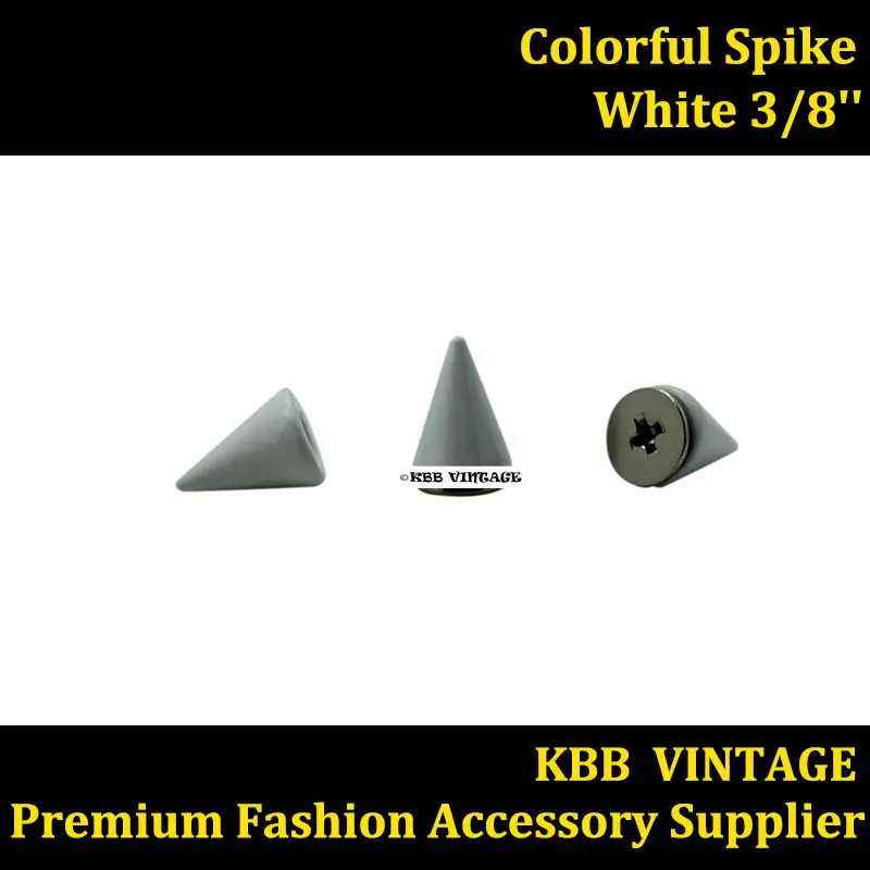 

25pc Punk Spikes Screwback Spike Rock DIY Stud 3/8" White ----Free shipping