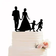 Заказной торт Топпер, торт Декор, Свадебные идеи свадебный торт Топпер, семья торт Топпер с детьми, силуэт Топпер с 2 Бо