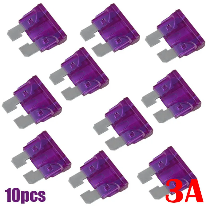 10x 3A Coded Standard Blade Fuse 5V 32V Color Assorted Car Internal Accessories For Auto Car Truck Boat