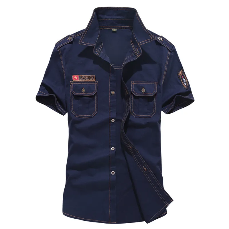 

MORUANCLE Mens Casual Cargo Shirts Short Sleeve Summer Tactical Shirt With Patches Military Style Shirts Tops Plus Size M-6XL
