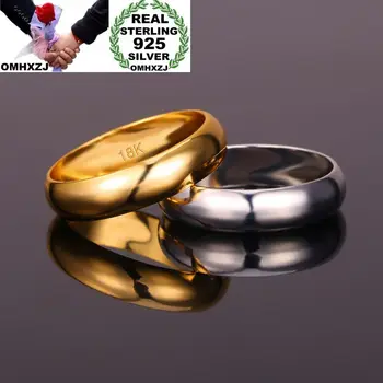 

OMHXZJ Wholesale European Fashion Woman Man Party Wedding Gift Simple 925 Sterling Silver 18KT Rose Gold Yellow Gold Ring RR389