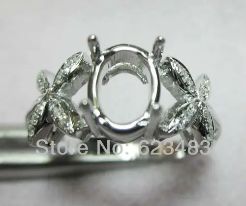 

Oval cut 5x7mm 14k Solid White Gold Natural Diamond Semi-Mount Ring