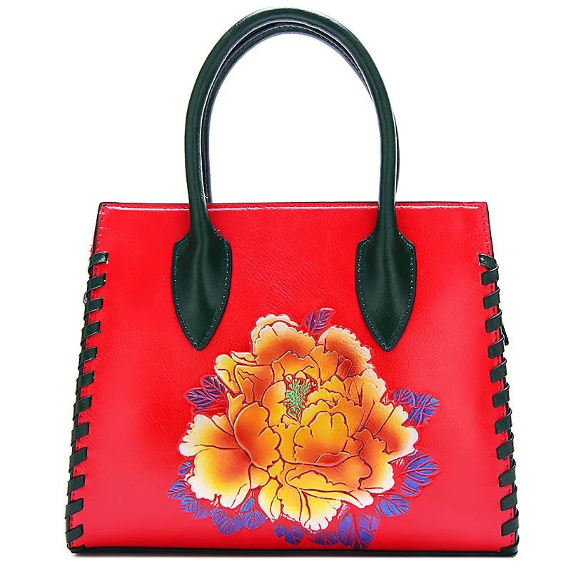 

1803 New Fashion Chinese wind painting large female single shoulder Bag Peony Flower Bag Satchel Ladies Handbag