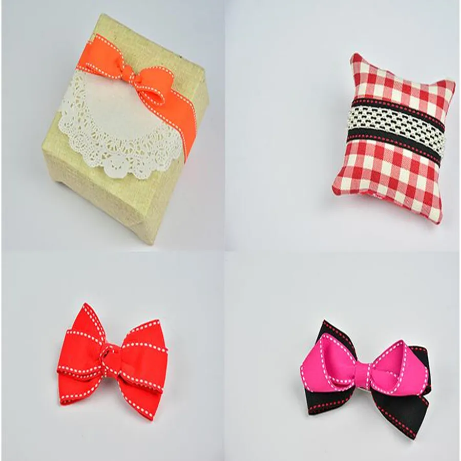 Stitch Ribbons 5 Yards 9MM/25MM/38MM White Edge Dotted Line Hair Bows DIY Crafts Handmade Accessories