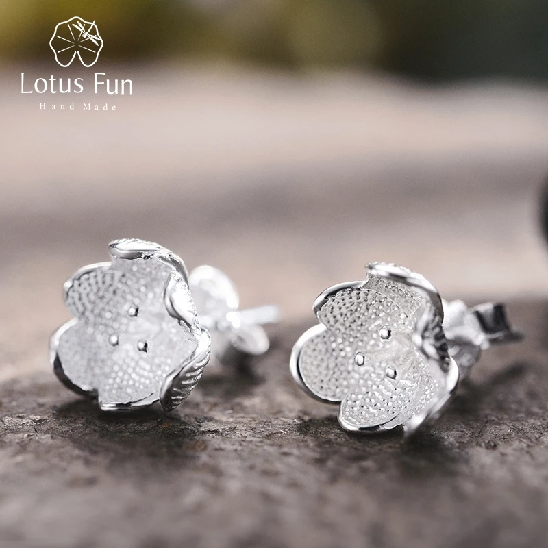 Lotus Fun реальные 925 Серебро Природный ручной Fine Jewelry 3D цветок моды серьги для женщин brincos