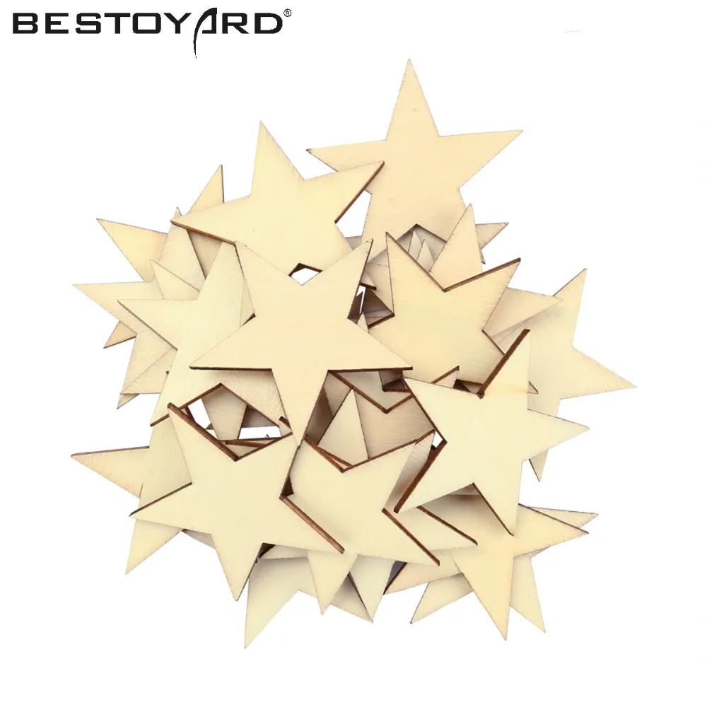 BESTOYARD 50 мм горячая Распродажа 25 шт. DIY деревянная Звезда Форма s лазерная резка ДВП