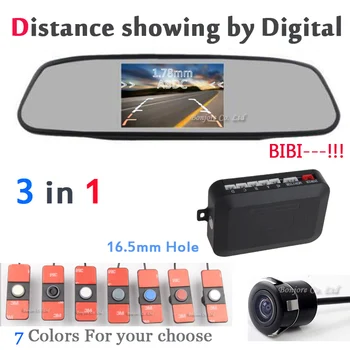 

Koorinwoo Vehicle parking sensors Car LCD TFT Rear view Monitor Parking Backup camera reversing System BIBI Sound 16.5mm Radars