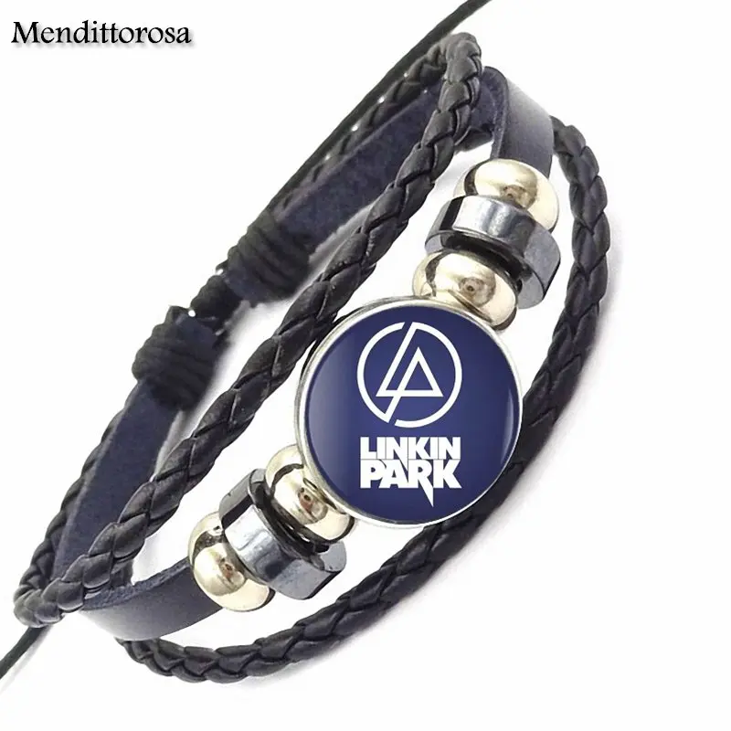 Linkin Park фирменный Ювелирный модный браслет из черной кожи, стеклянный браслет макси для ребенка - Окраска металла: as picture