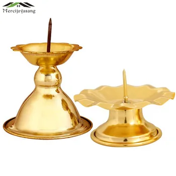 

2PCS/LOT Metal Votive Candlestick Lotus Retro Candle Holders for Daily Pray Buddha Candelabra Butter Lamp Holder Buddhist GZT030