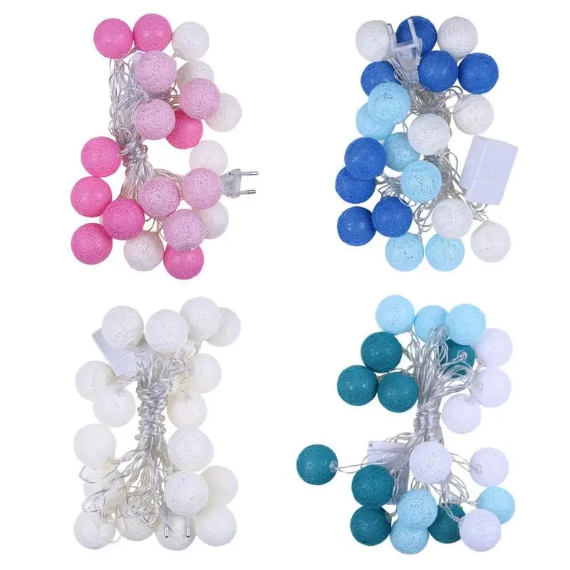 

20 LED Cotton Ball Decorative Fairy String Light Wedding Holiday Romantic Fairy Lamp Party Decorative EU for Bedroom