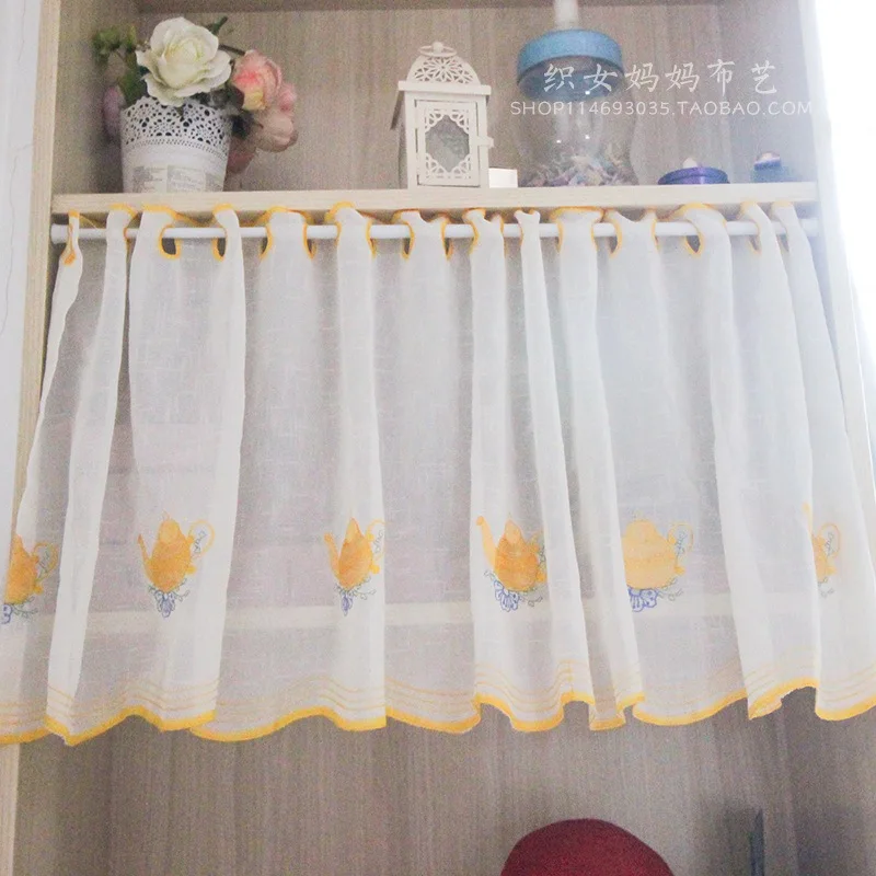 

Pastoral Style Sheer Tulle Short Curtains For Living Room Burnout Curtains cortinas dormitorio Window Curtains Blinds Drapes