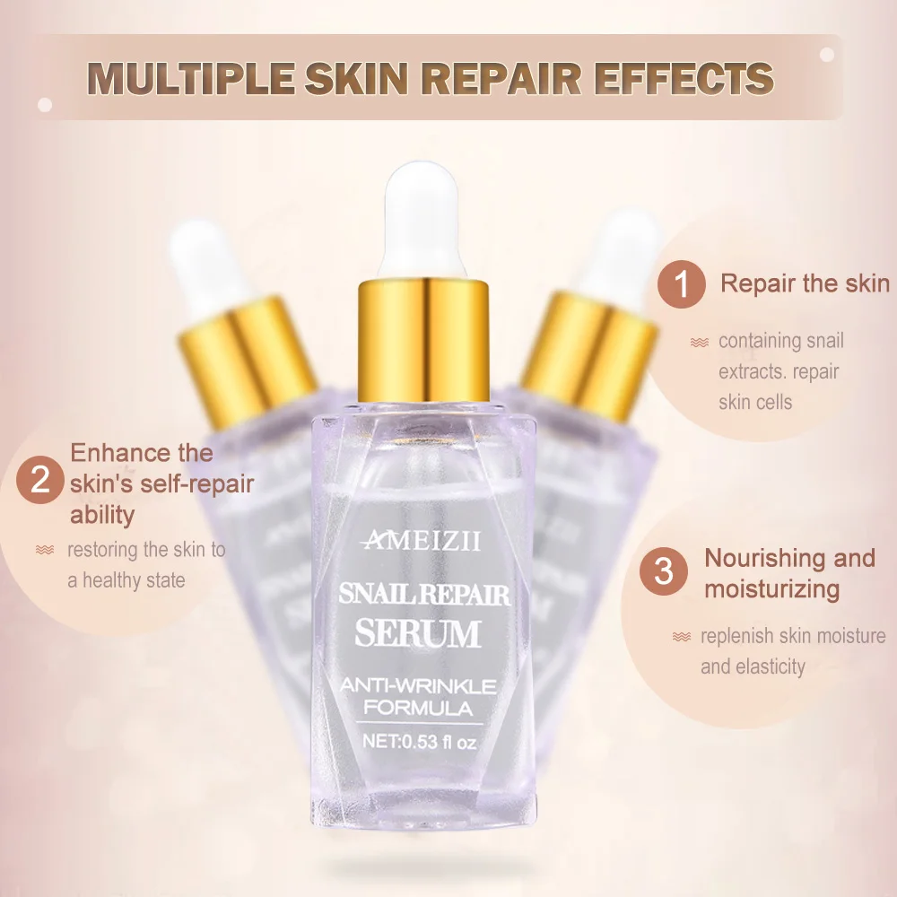 Ameizii Snail Face Whitening Moisturizing Serum Facial Anti-aging Serum Brighten Skin Care Hyaluronic Acid Pore Firming Essence