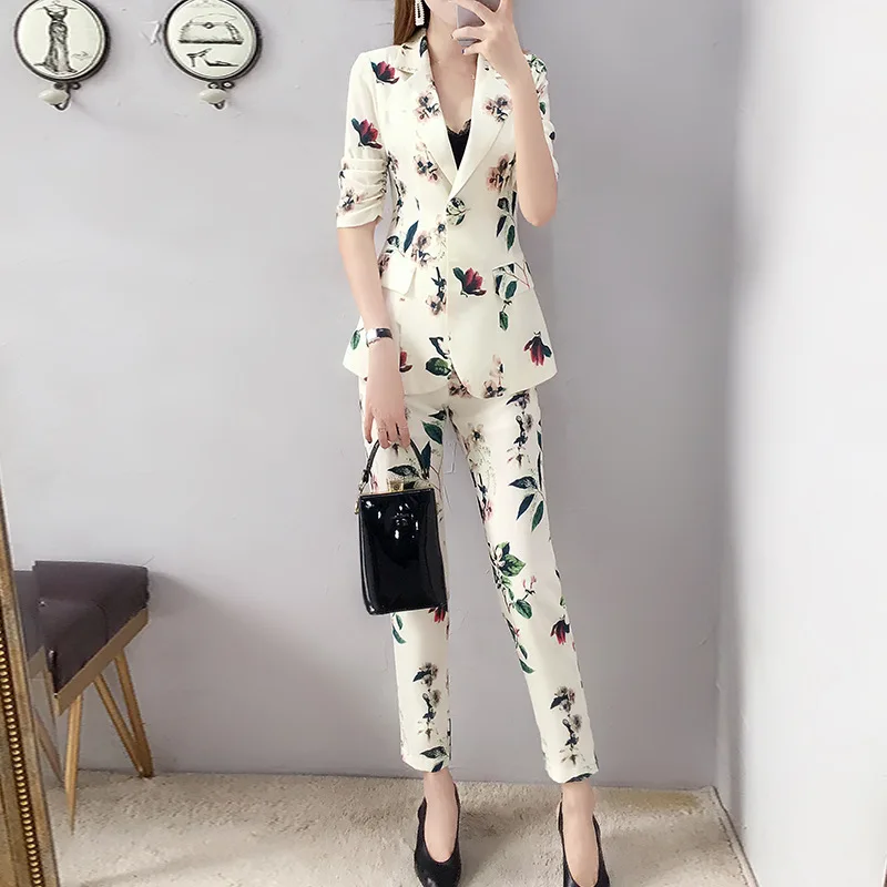 Women's suits 2019 summer new style thin section small suit suit female Korean version of the fashion pants two-piece