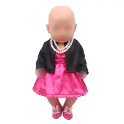 Платье для маленьких кукол 43 см, лиловое платье для новорожденных + черное пальто, детские игрушки, подходит для американских девочек 18