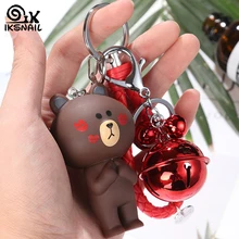 IKSNAIL милый медведь кукла брелки мультфильм колокольчик брелки для ключей ключи от машины кожаный канат брелок сумка украшения аксессуары кулон подарок