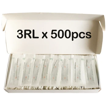 

500pcs/pack 3R Round Needles Sterilized Disposable Permanent Makeup Needles 3RL Tattoo Needles for Eyebrow Makeup Kits 0.35X50MM