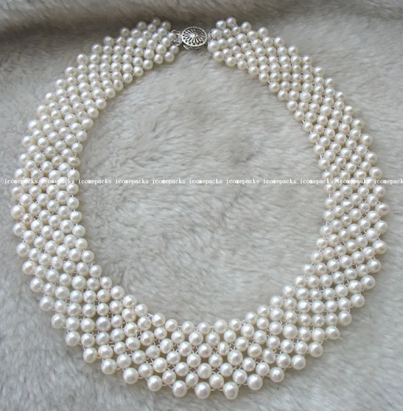 

wholesale 5-6mm freshwater pearl handcraft white round necklace 16