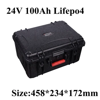 

24v 100Ah lifepo4 Battery 25.6v Waterproof Case 100A BMS FOR solar RV photovoltaic boat trolling motor lbs 29.2v 10A charger