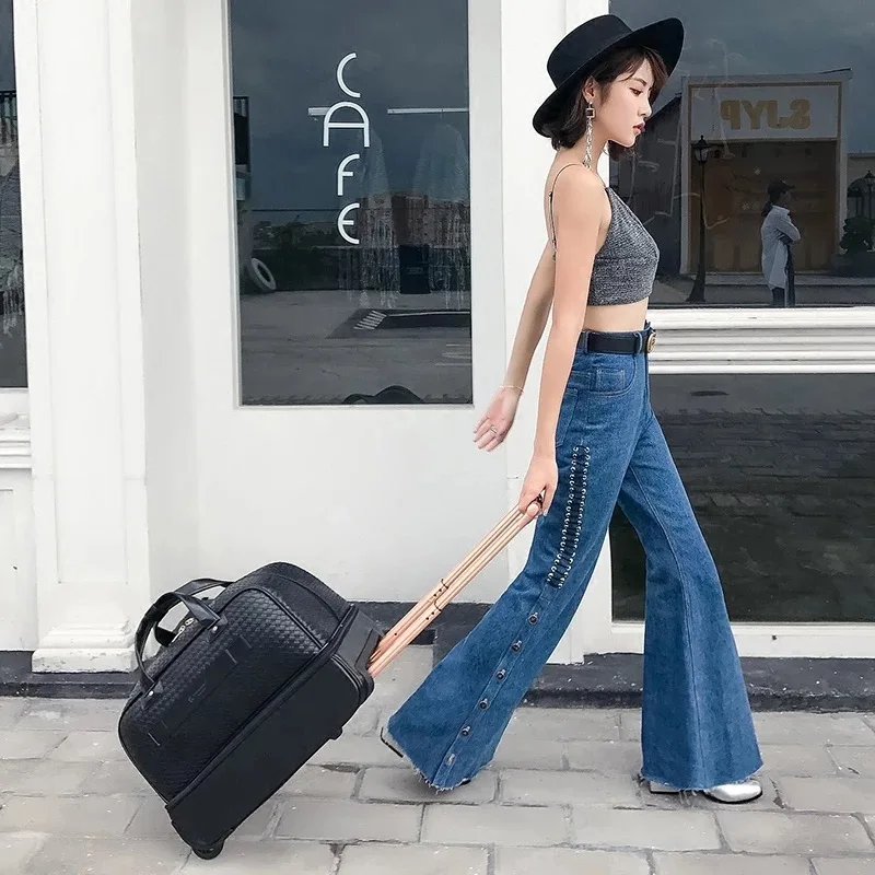 

Stylish high quality trolley Luggage,Large capacity portable rolling Trunk,Carry-on business travel suitcase,PU Trolley case