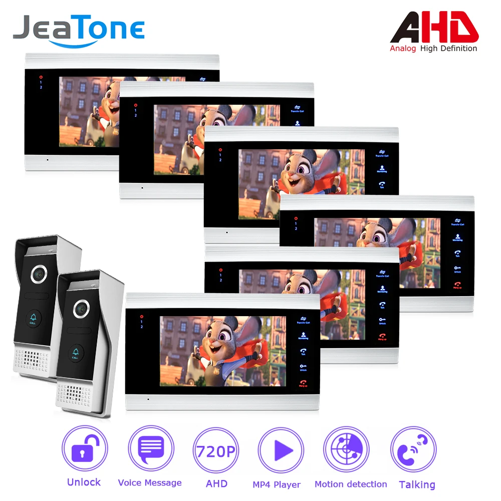 720P/AHD 4 Wired 7'' Video Door Phone Door Bell Security