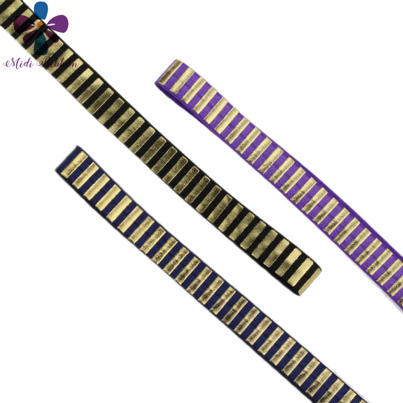 Новинка 5/" 16 мм(1,5 см) золотая полоса линия напечатанная складывающаяся эластичная 50 лет/партия ручная работа галстук для волос повязка на голову аксессуары для шитья 10 цветов