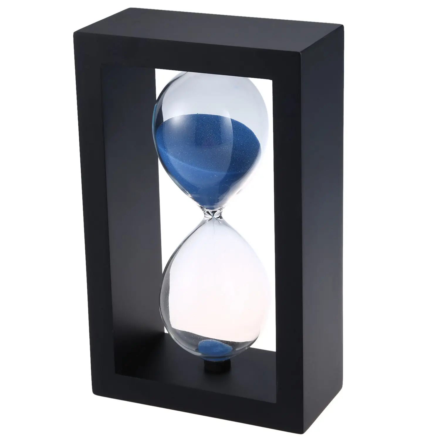 Hot Sale Wooden Frame Hourglass Sand Timer Black Frame Blue Sand.(Black Frame Blue - Color: Blue