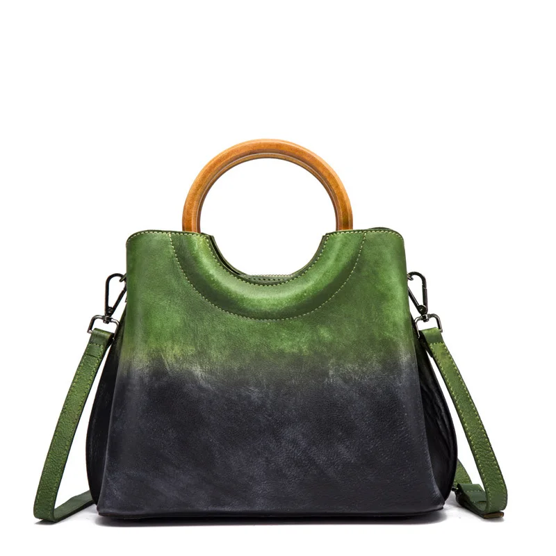 ESUFEIR брендовая винтажная женская сумка из натуральной кожи, роскошный дизайн, модная женская сумка-мессенджер, сумка-тоут, женская сумка - Цвет: Vintage green
