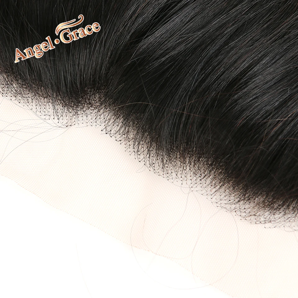 Angel Grace волосы малазийские прямые волосы Средний коричневый/прозрачное кружевное лобовое ухо до уха бесплатно/средняя часть кружева фронтальные волосы remy