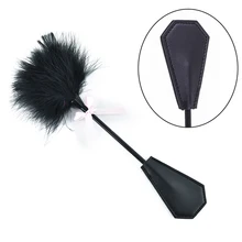 Feather Tickled Whip For Lover Riding Crop Pony Bdsm Bondage Erotic Punish Fetish Leather Spanking Paddle Play Flogger Sex Toys