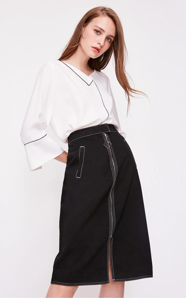 Vero Moda New Women's Decorative Zip A-lined Denim Skirt | 318337519