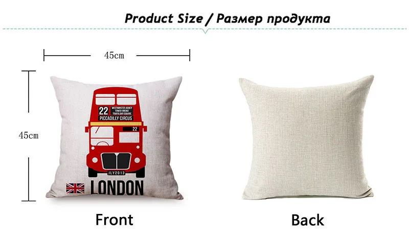British Style Cartoon Soldier England London Telephone Booth Sofa Car Decorative Throw Pillow Case Linen Cotton Cushion Cover K109-13
