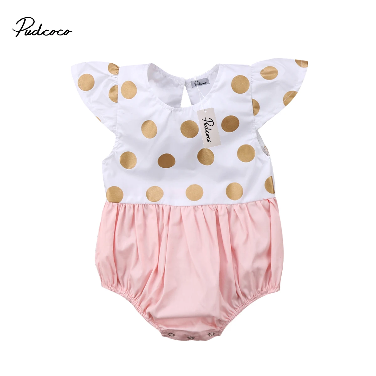 Pudcoco Newborn Toddler Baby Girl Romper Polka Dot Patchwork Jumpsuit