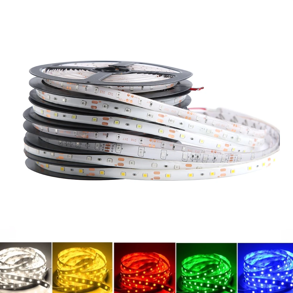 Светодиодный полосы 12 V светильник RGB SMD 2835 Водонепроницаемый, для детей от 1 года до 5 лет м 60 светодиодный/M RGB светодиодный светильник s полосы 12 вольт лента лампа диод светодиодный полосы ТВ Подсветка