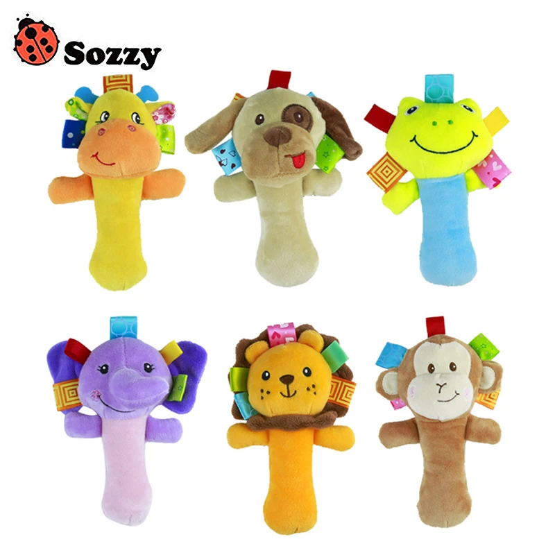 Sozzy 1pc Soft Baby Cute Animal Toy Gentle Rattle Squeaker