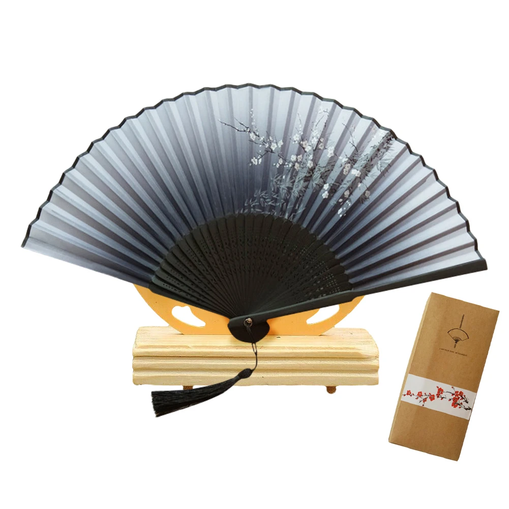 Японский стиль складной ручной вентилятор высокого класса Подарочная коробка твердый переплет складной ручной цветочный окрашенный Шелковый Вентилятор