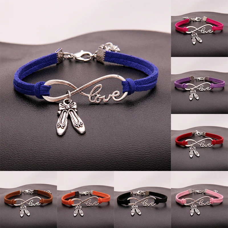 

NCRHGL Infinity Love Dance Shoes Charm Bracelet Pu Leather Braided Bracelets For Women Men Girls Gift Jewelry Drop Shipping