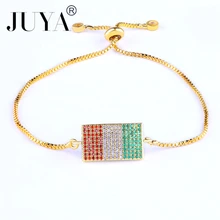 Высокое качество, медный Цирконий, итальянский флаг, браслеты для женщин и мужчин, ювелирные изделия, 4 цвета, регулируемая цепочка, браслет ручной работы, bransoletka