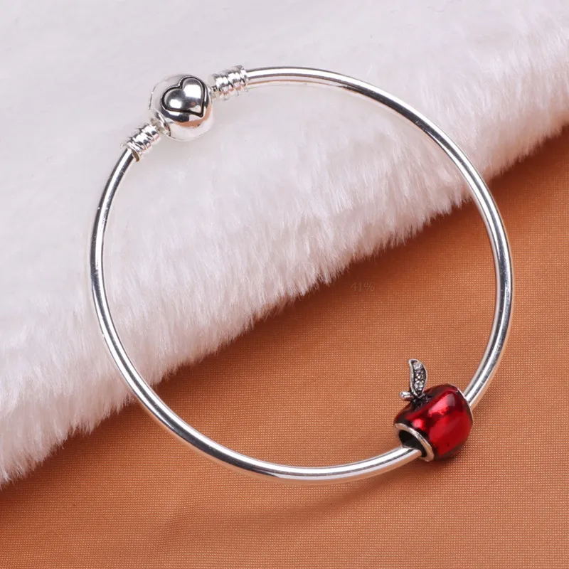 

New Silver Plated Charm Bracelet Charms with Murano Glass Beads Snake Chain Bracelet for Women Jewelry Original Christmas