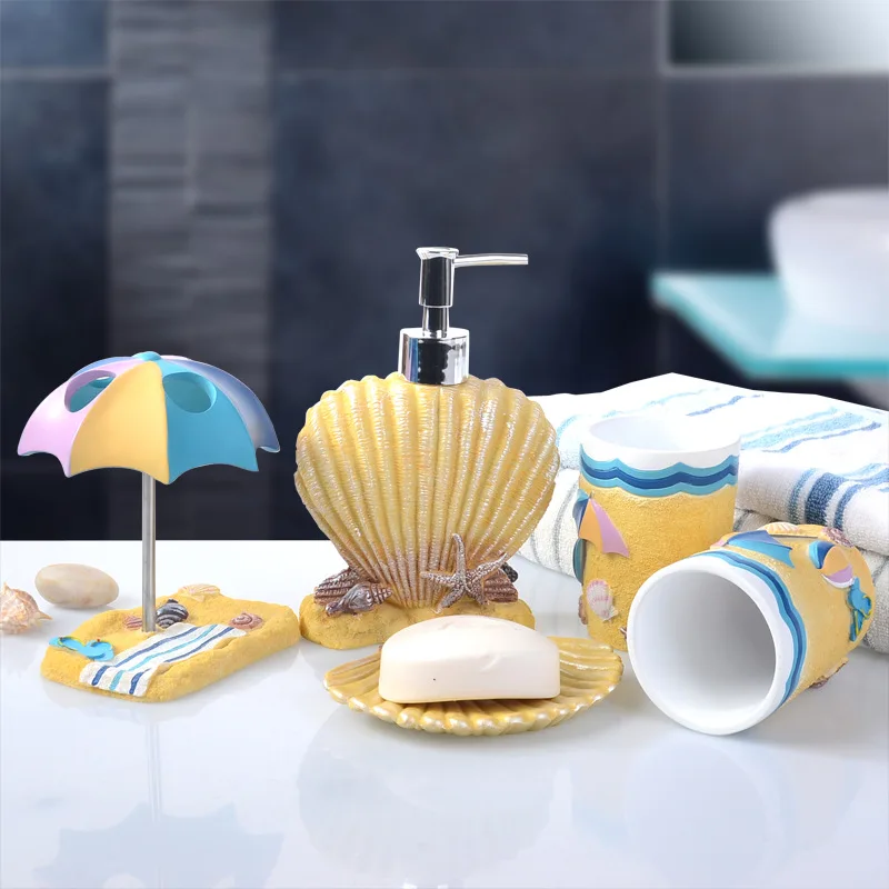 

Bathroom five-piece bathroom European-style resin bathroom wash set supplies creative wedding toothbrush holder mug